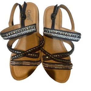 CARLOS Sandals. Black and embellished
